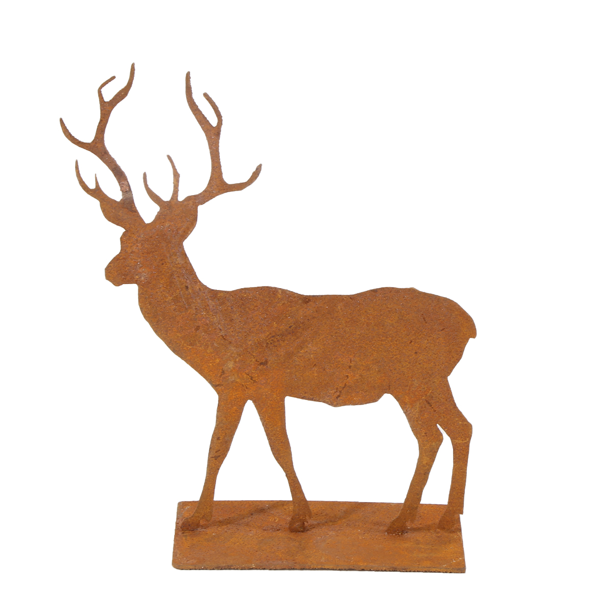 Deko Hirsch, Hirsch aus Metall-Rost, 32x27cm, Aufsteller