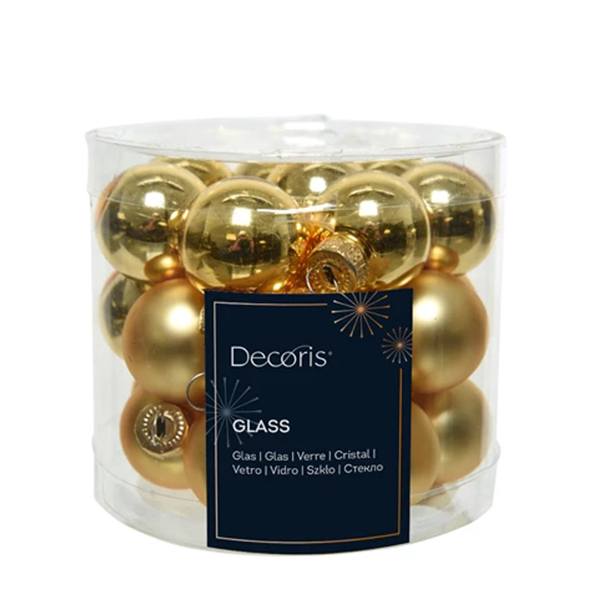 Mini Weihnachtsbaumkugeln aus Glas, gold glanz/matt, Ø2,5cm, 24St/Box, Decoris