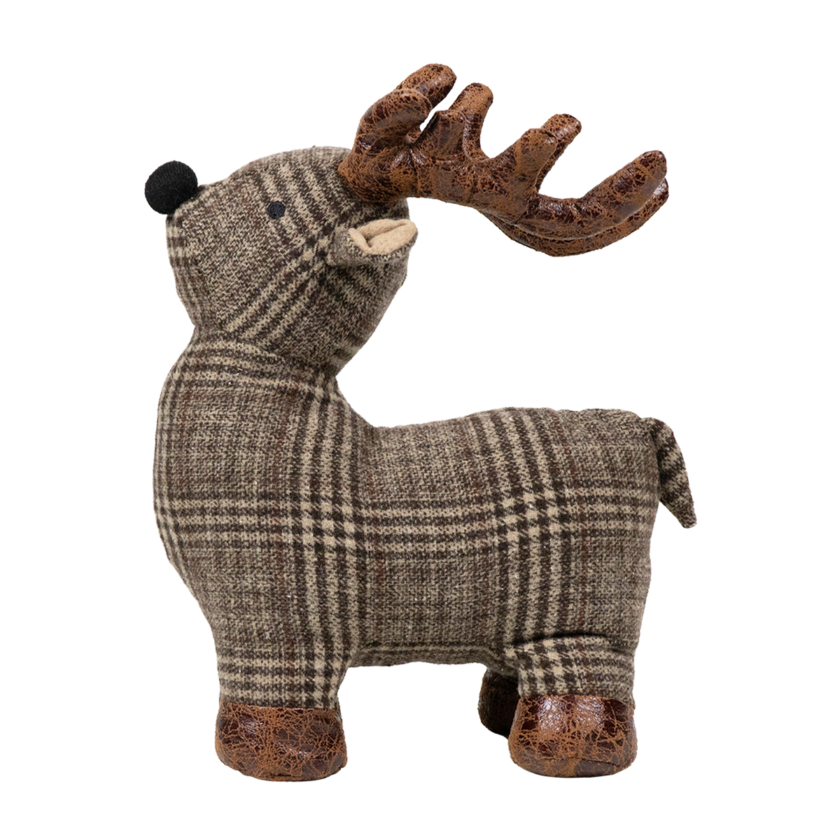 Türstopper Hirsch, Hirsch Karo braun mit Kunstleder Geweih, 25x26cm, Mars & More