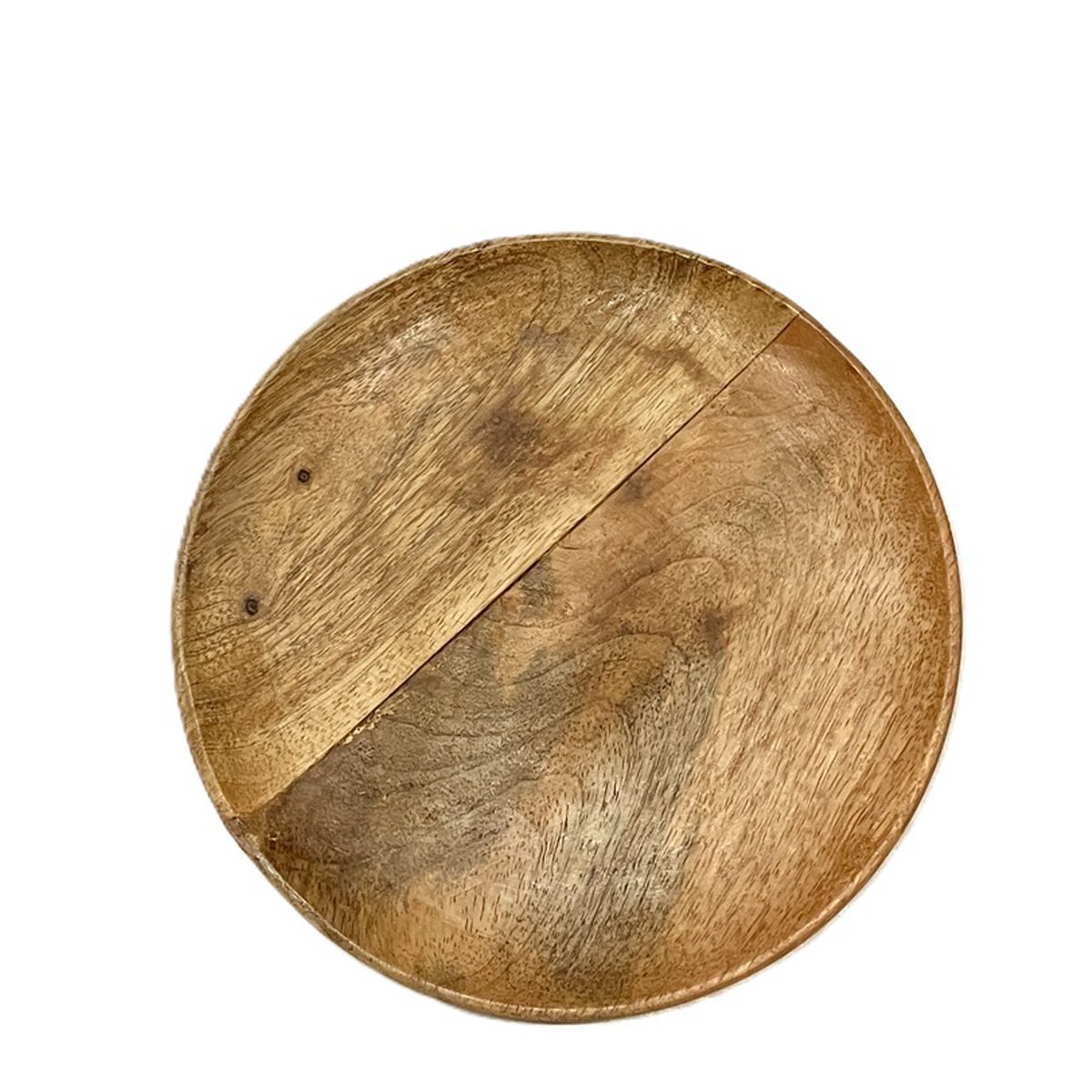 Holzteller rund, Schale mit kleinem Rand aus Mangoholz, kleiner Platzteller, Ø22cm