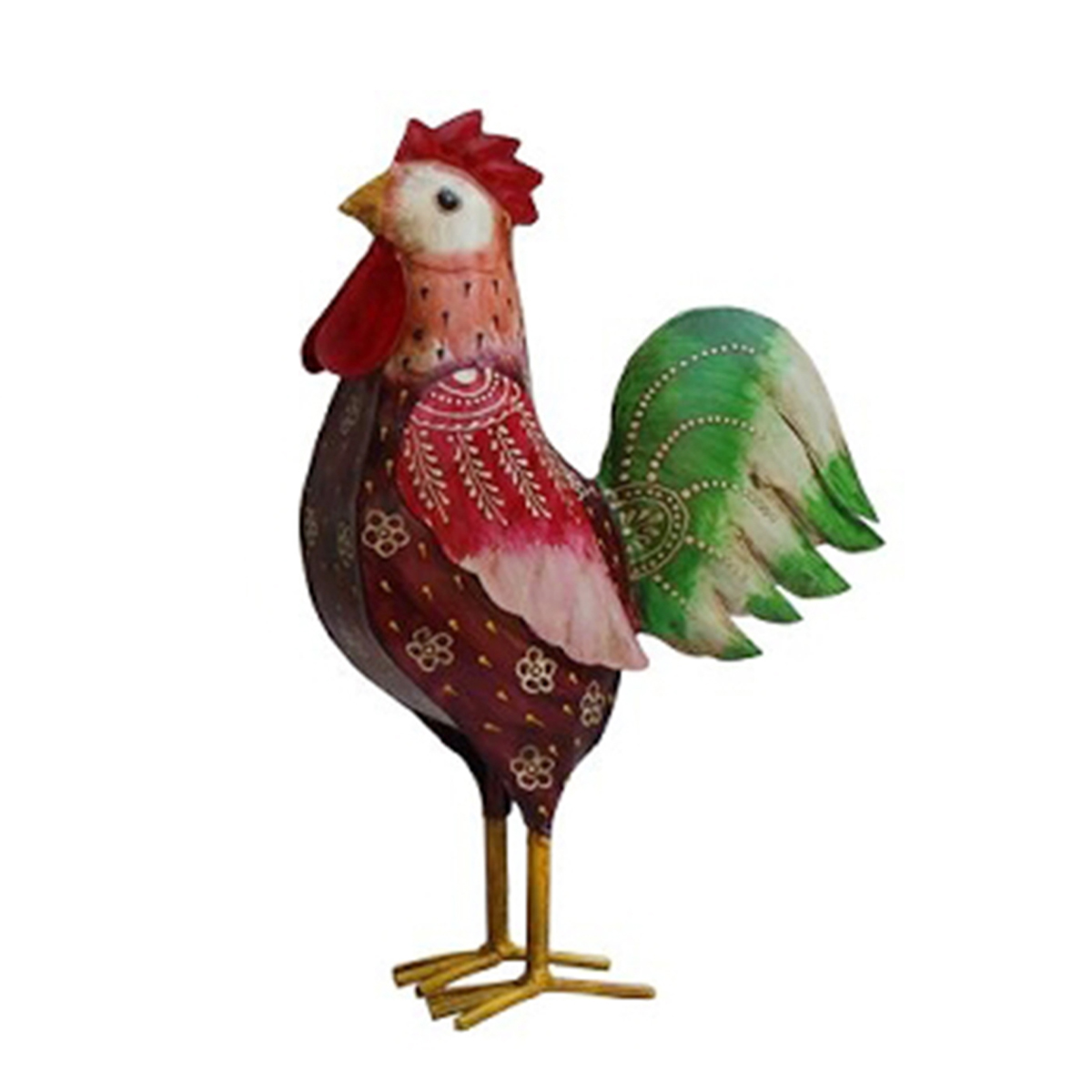 Deko Hahn rot-used look, Metallhahn, 32cm