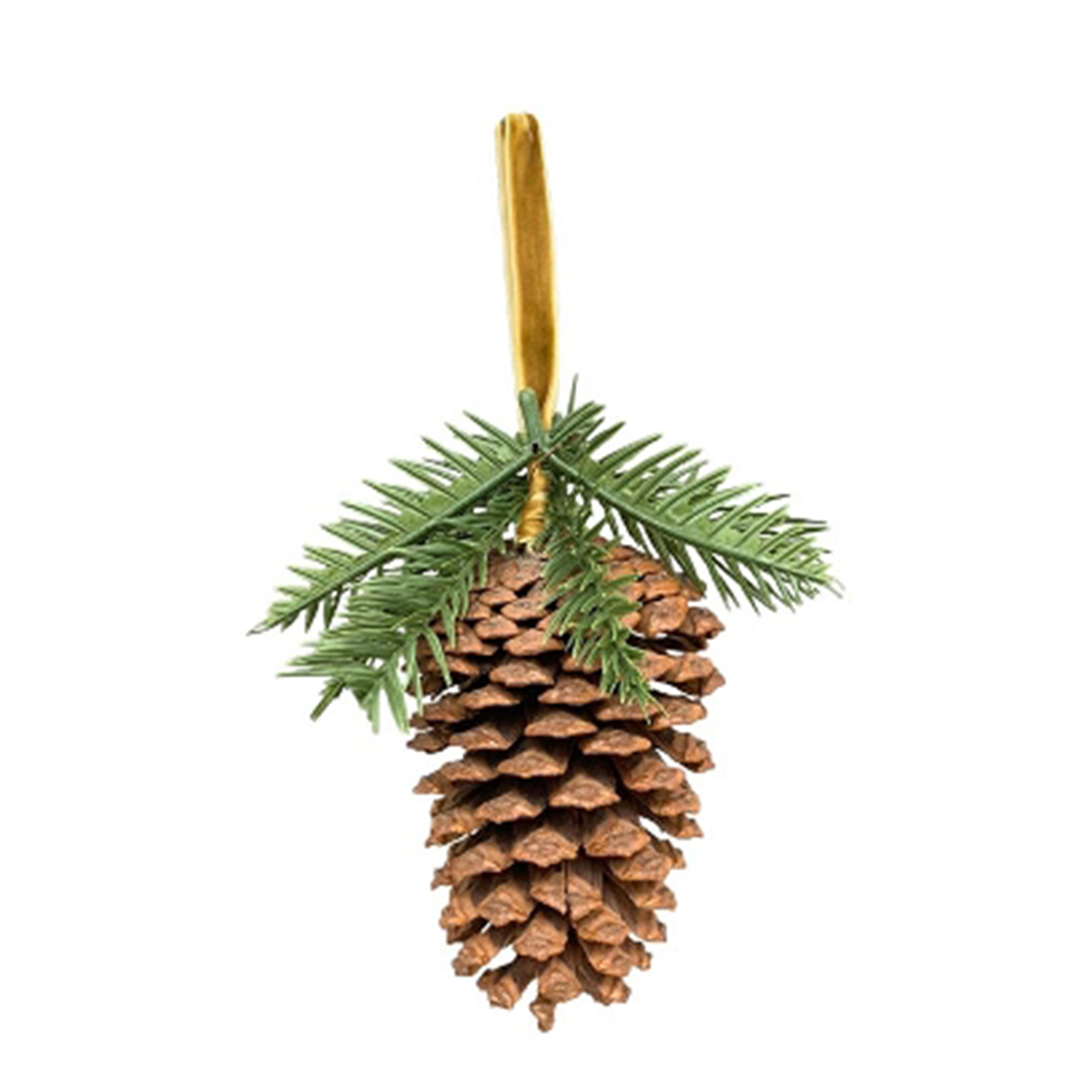 Deko Zapfen mit Tannenzweig, Natur-Zapfen mit Tannen-Kunstzweig, Hänger