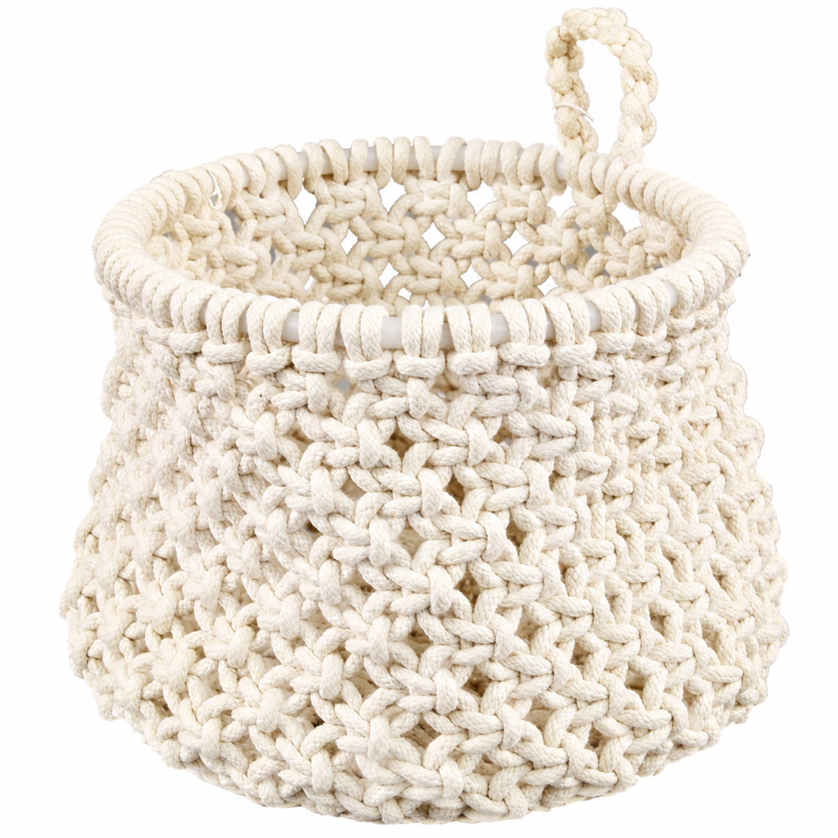 Deko Korb Boho gehäckelt, Makramee-Korb mit Schlaufe, 16cm