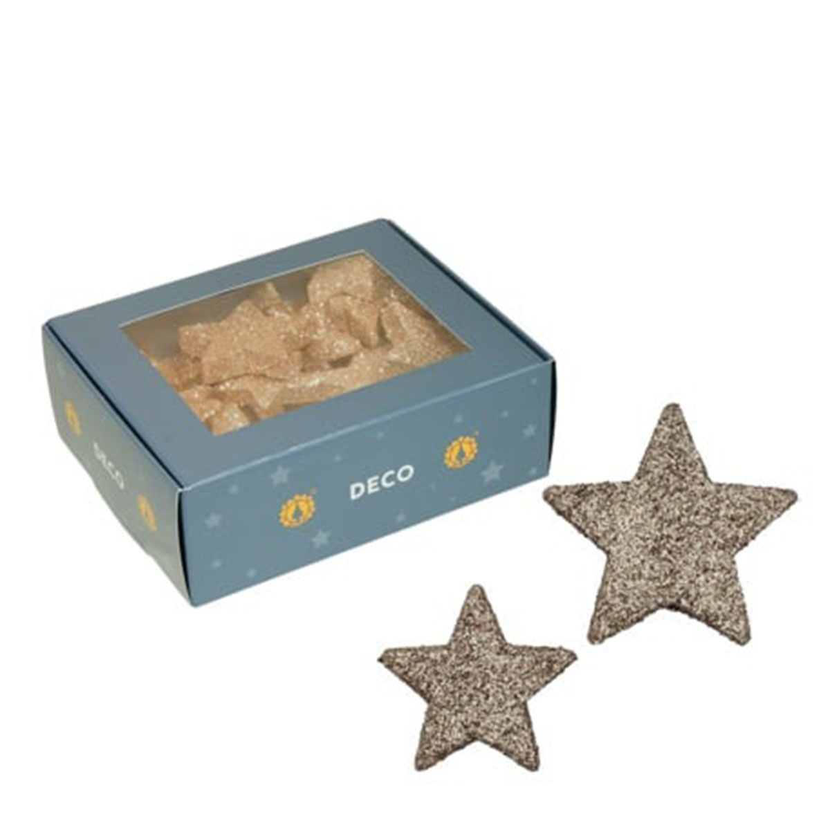 Deko Sterne Champagner, Streusterne mit Glitzer, 36St/Box