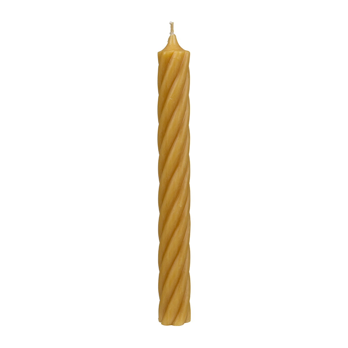 139-TR25028SENF_01J7TQ25ZN5ZMN8SYTQPJHZAFE Stabkerze Rustic Twist gedreht, senf, 250x28mm, Wenzel Kerzen