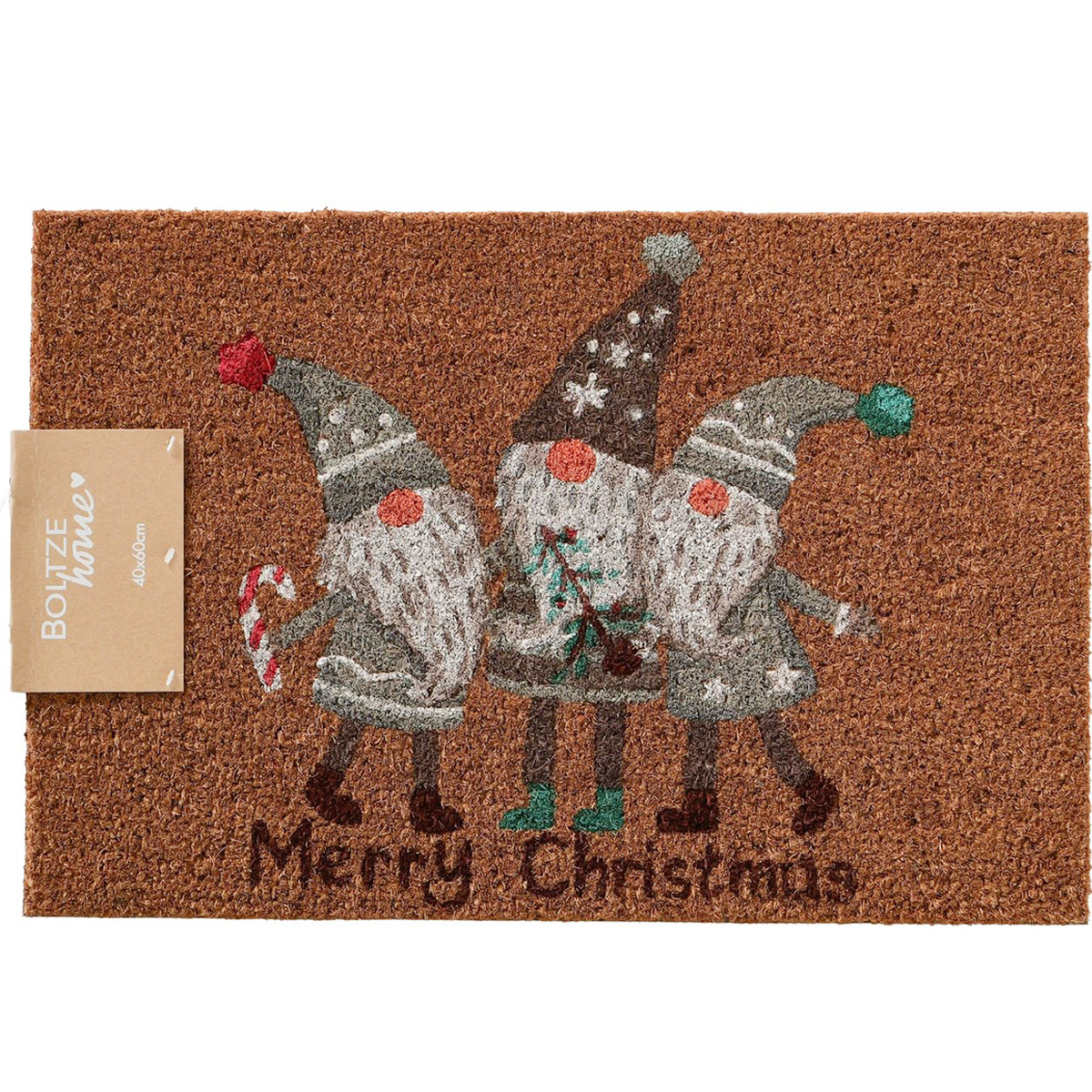 Kokos Fussmatte Wichtel Willi, Matte Merry Christmas, Boltze Home Collections