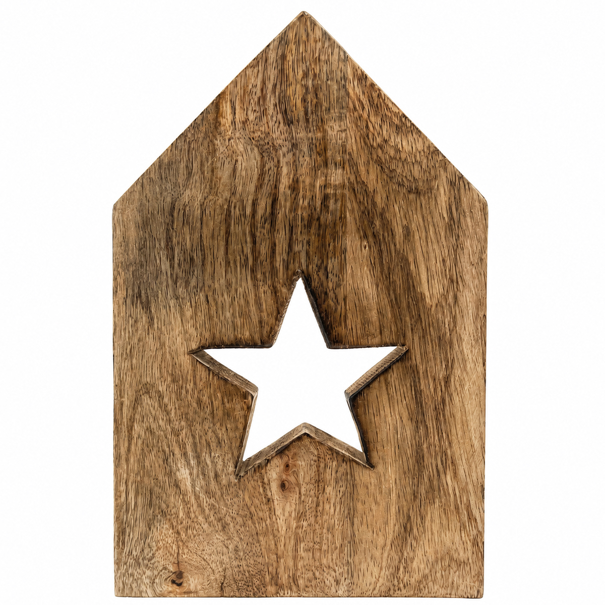 Deko Holzhaus Weihnachten, Haus mit ausgeschnittenem Stern, 25cm