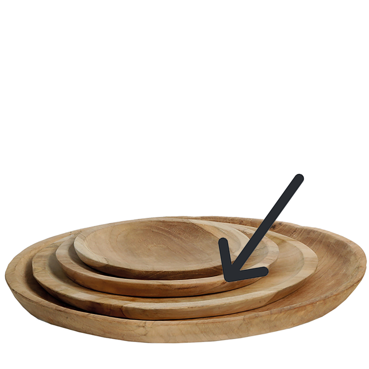 Holzschale Teak unfinish, rustikale Naturholzschale, runder Holzteller, Ø25cm, WMG Grünberger