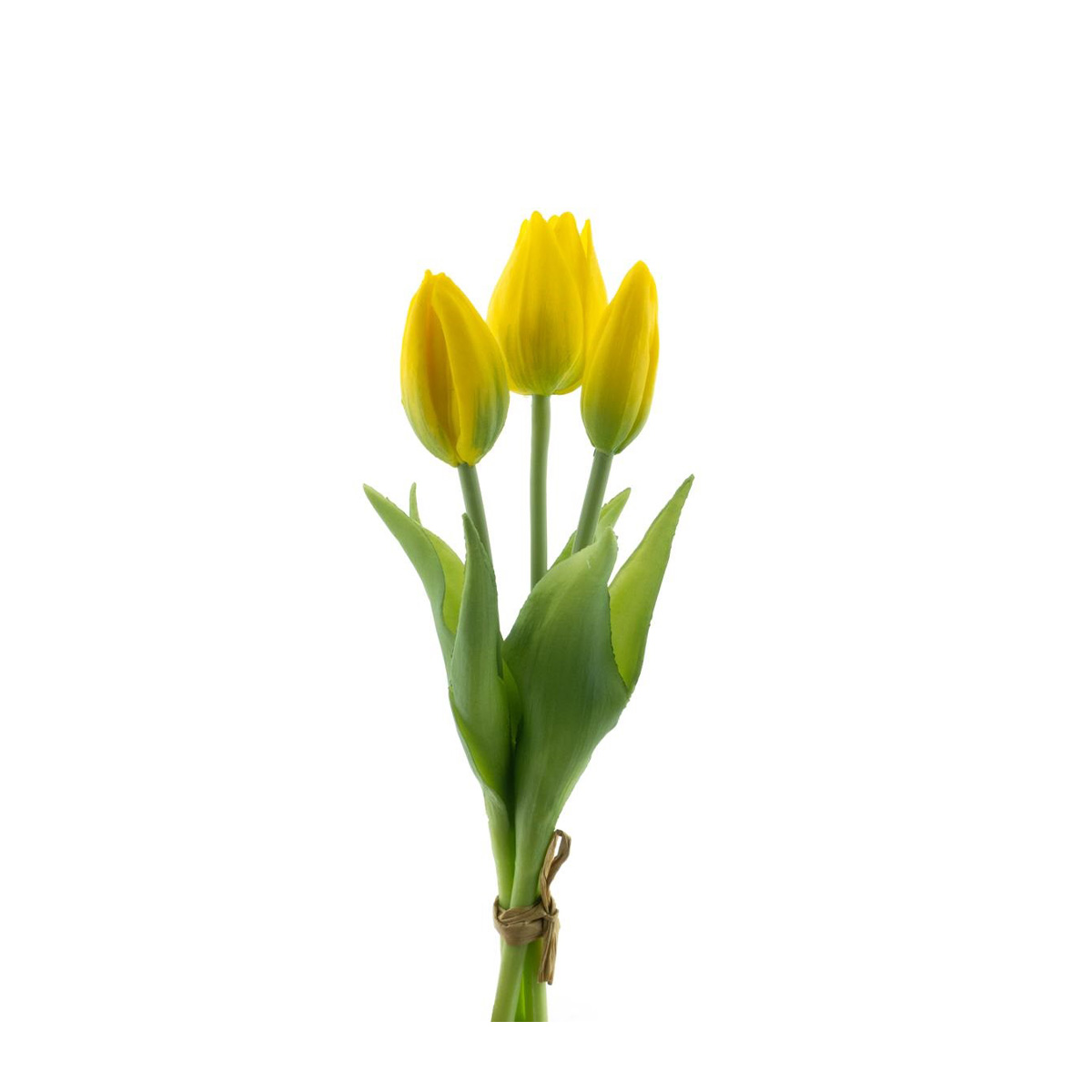 Künstliche Tulpen wie echt, Tulpenstrauß Sally gelb, 3St. gebündelt, 25cm
