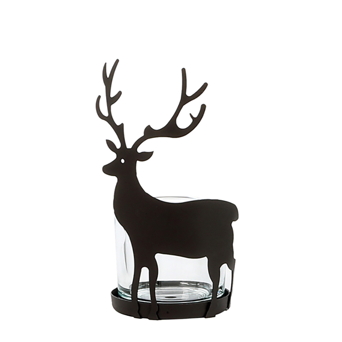 Deko Windlicht Hirsch, Metall-Glas Windlicht, 20cm, WMG Grünberger