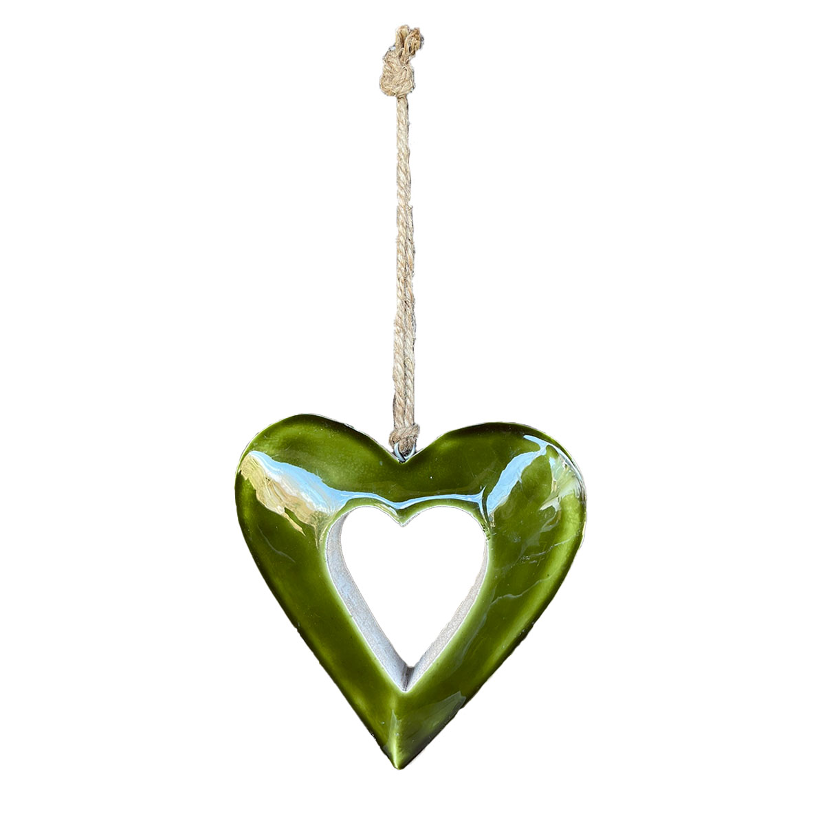 Deko Herz grün, Holzherz mit Lacküberzug grün glänzend, 8x8cm, Hänger