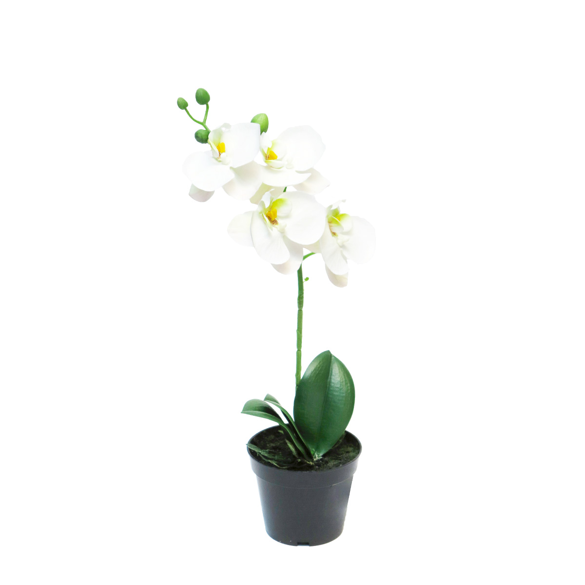 51345-0JjdxwaPW1IHka Kunstpflanze Orchidee im Topf, Schmetterlingsorchidee weiß, Phalaenopsis Bora, 35cm, getopft