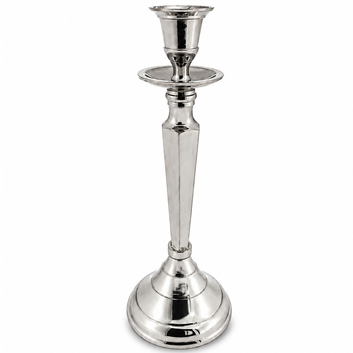 Kerzenständer, klassischer und eleganter Kerzenleuchter silber glänzend