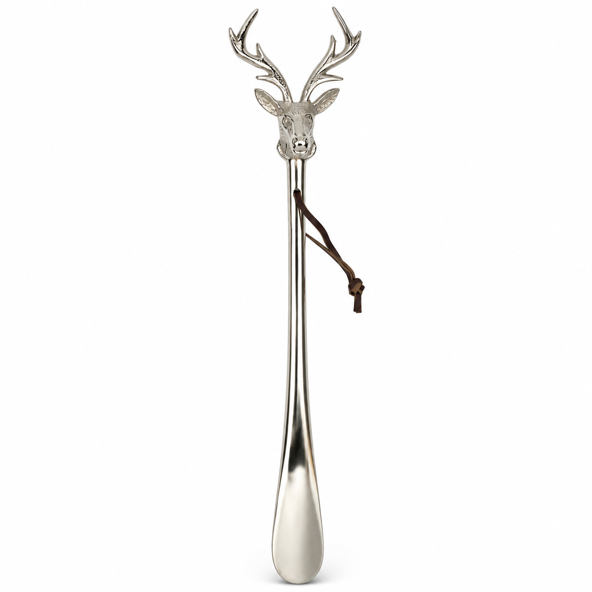 Eleganter Schuhlöffel Hirsch silber - dekorativer Metall Schuhlöffel mit Hirschkopf