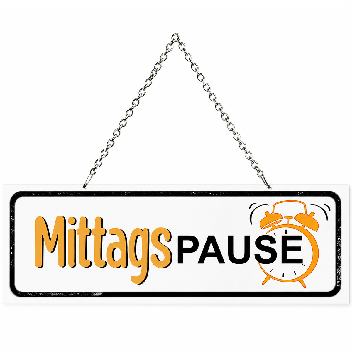 Metallschild mit Spruch: Mittagspause, 30x10cm