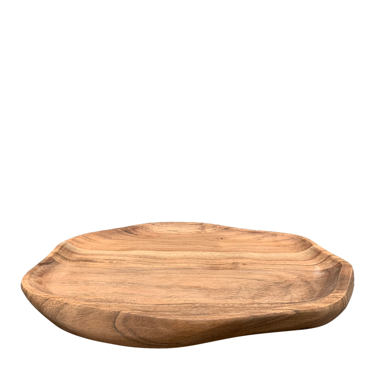 Tablett aus Naturholz, unregelmäßige Form, dekorative Holzschale, 28x29x2,5cm