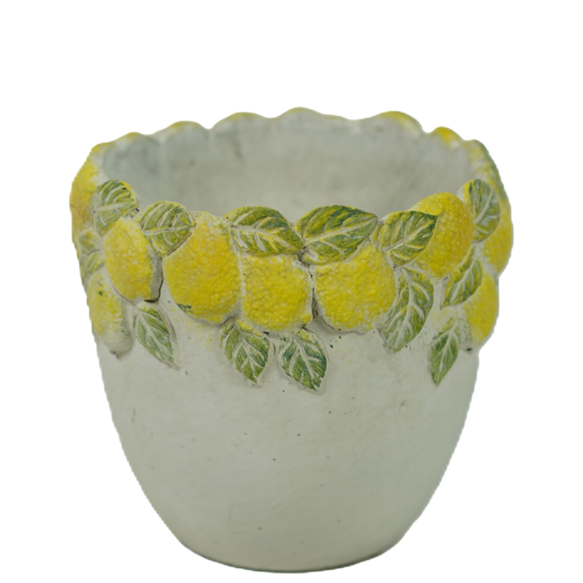 Pflanztopf Zitronen, Zement-Übertopf mit Zitronenrelief