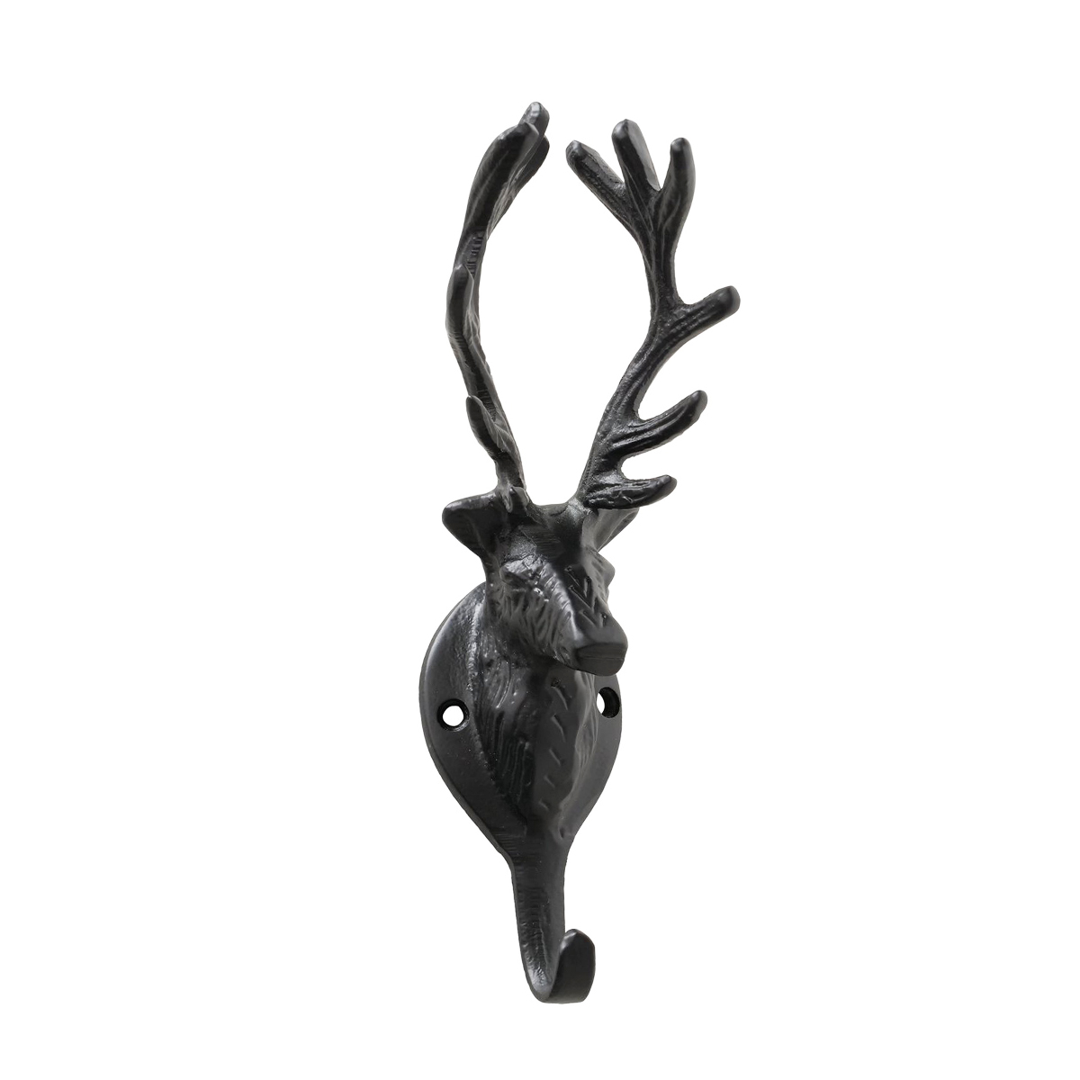 Garderobenhaken Hirsch Ali, Hirschkopf aus schwarzem Metall, 21cm, Boltze Home Collections