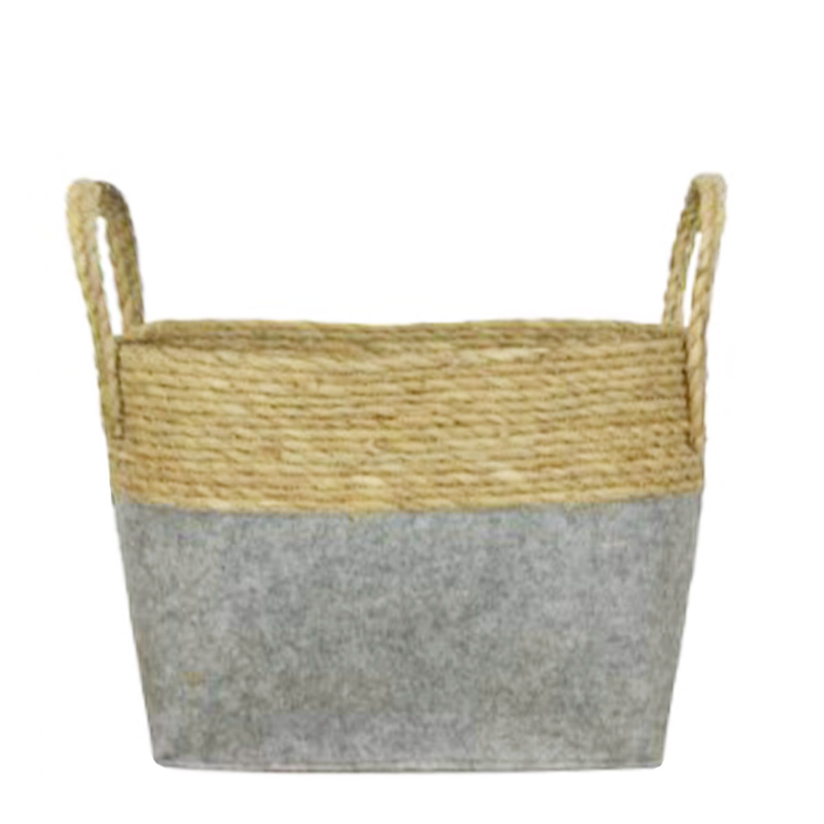 Korb Seegras und Filz, Henkelkorb natur-grau, 34x24cm, DIJK Natural Collections