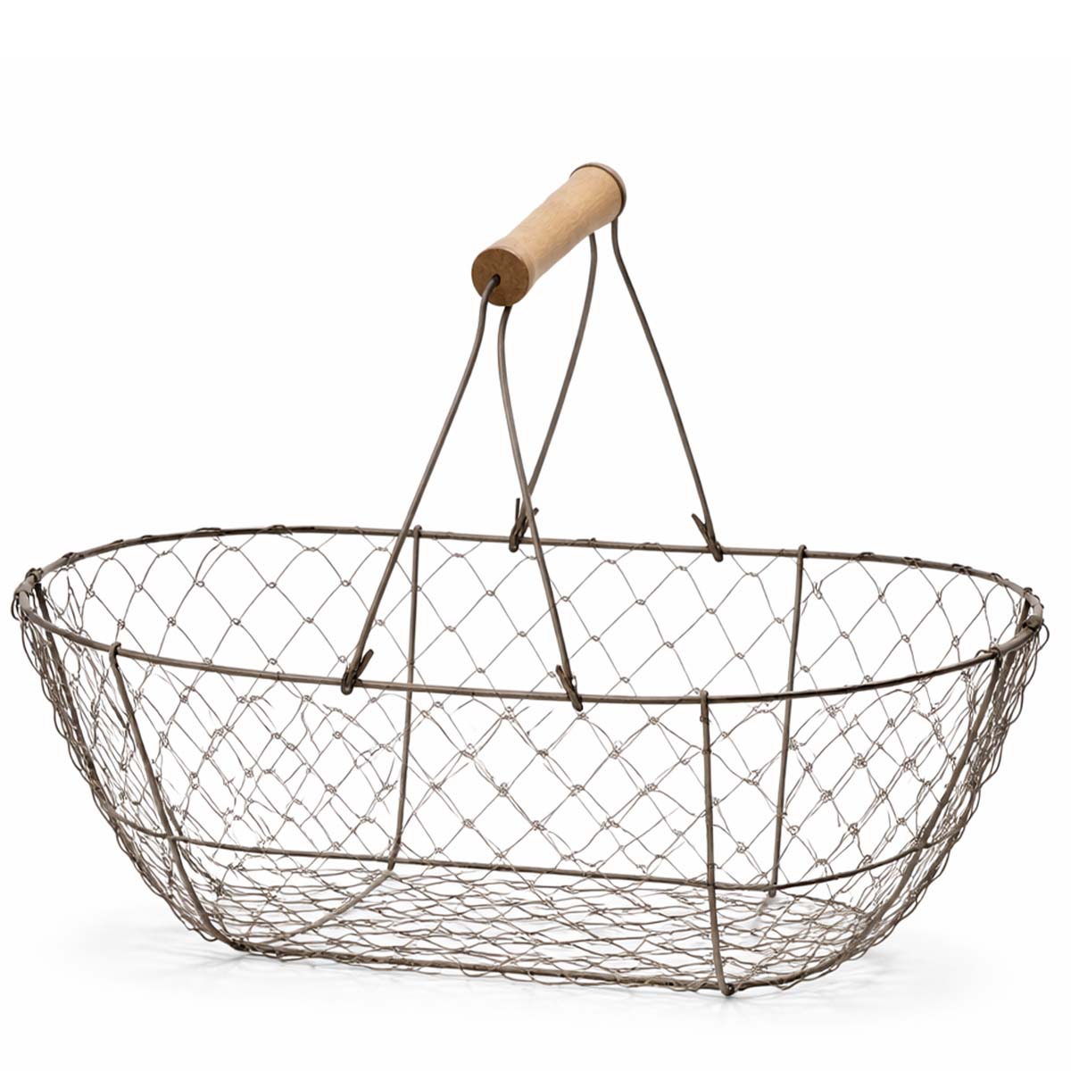 Deko Korb mit Henkel, Drahtkorb oval mit Bügel, 30cm