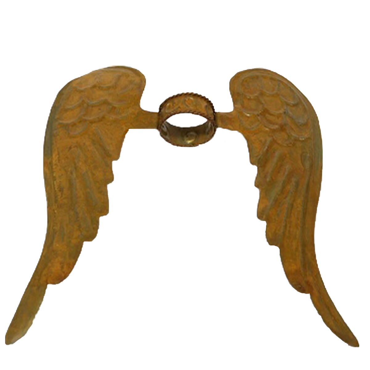 Deko Engelsflügel, Engelsflügel für Flaschenhals und Kerzen, Rostoptik, 21x18cm, Metall