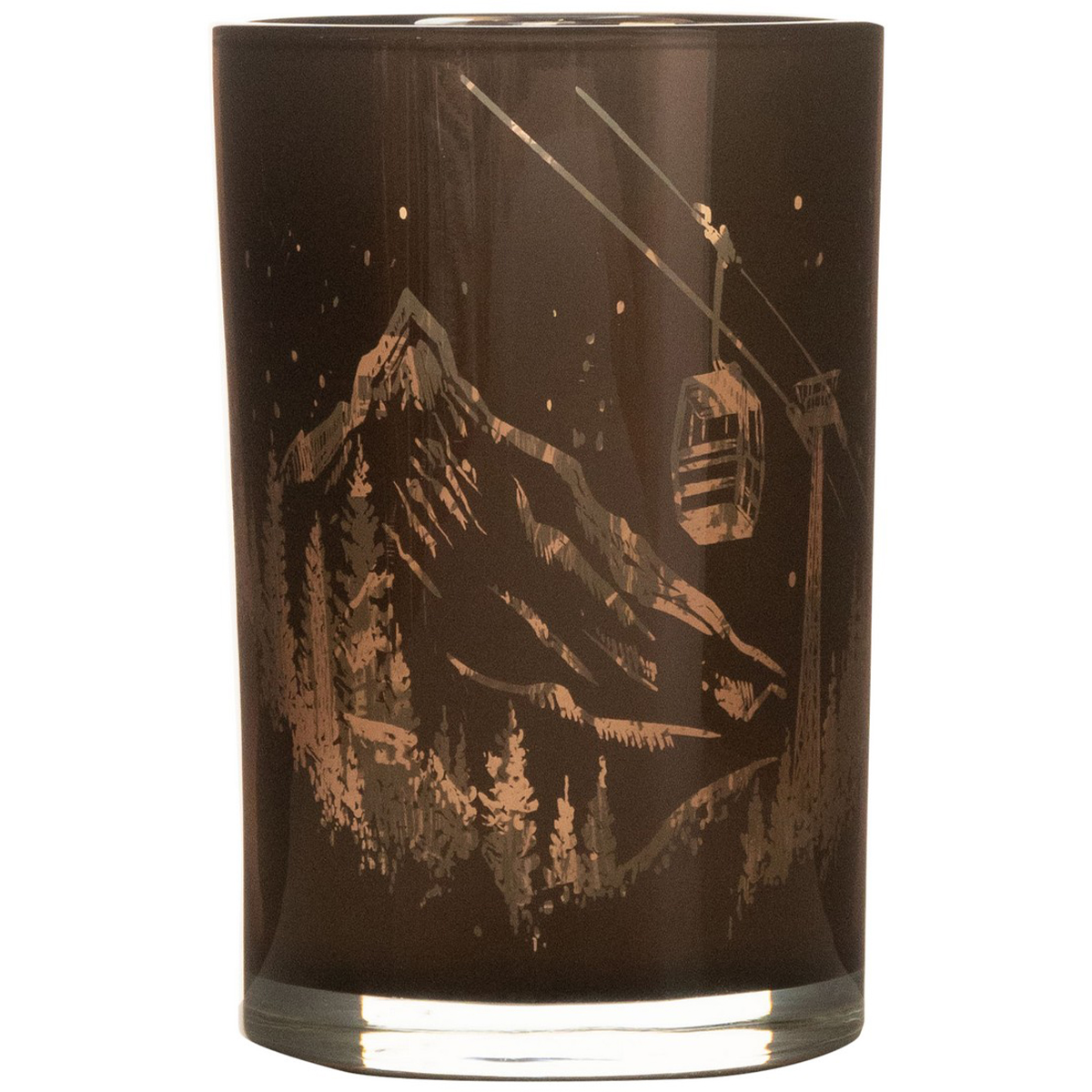 Windlichtglas Bergwelten, Berge und Gondel, 18cm