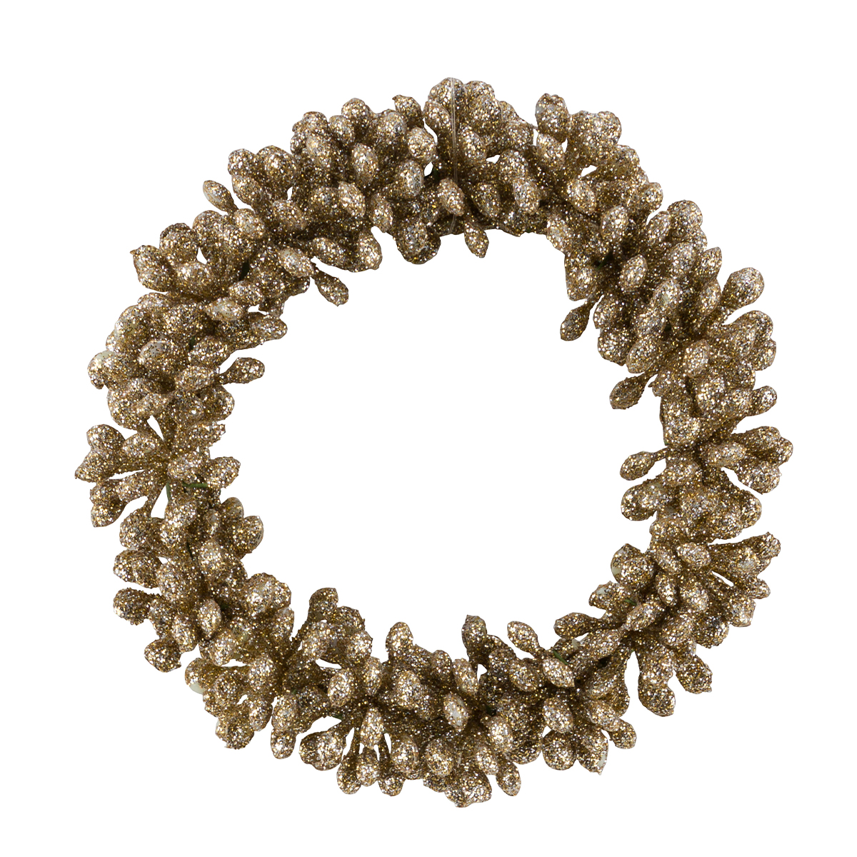 Deko Weihnachtskranz Beeren gold, goldener Beerenkranz mit Glimmer, Ø11cm