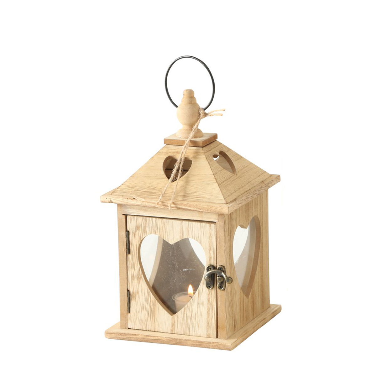 Windlicht Jules mit Herz, Holzlaterne 14x14x24cm, Boltze Home Collections