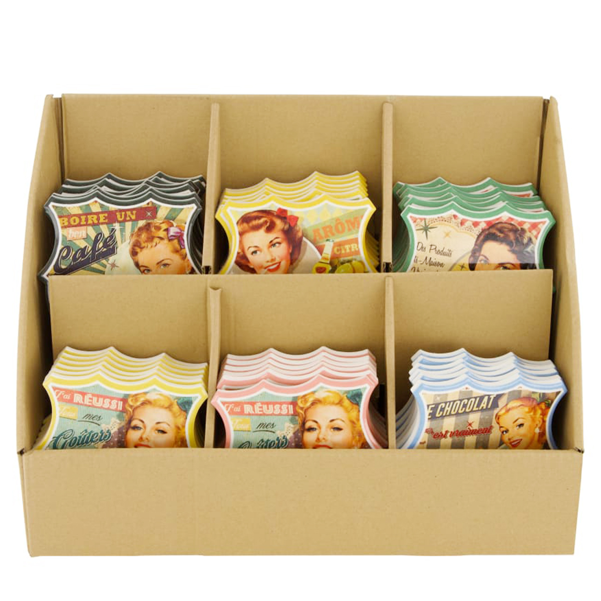 Deko Untersetzer Retro, Keramikuntersetzer Werbemotive, 6 unterschiedliche Motive, 10cm, DIJK Natura