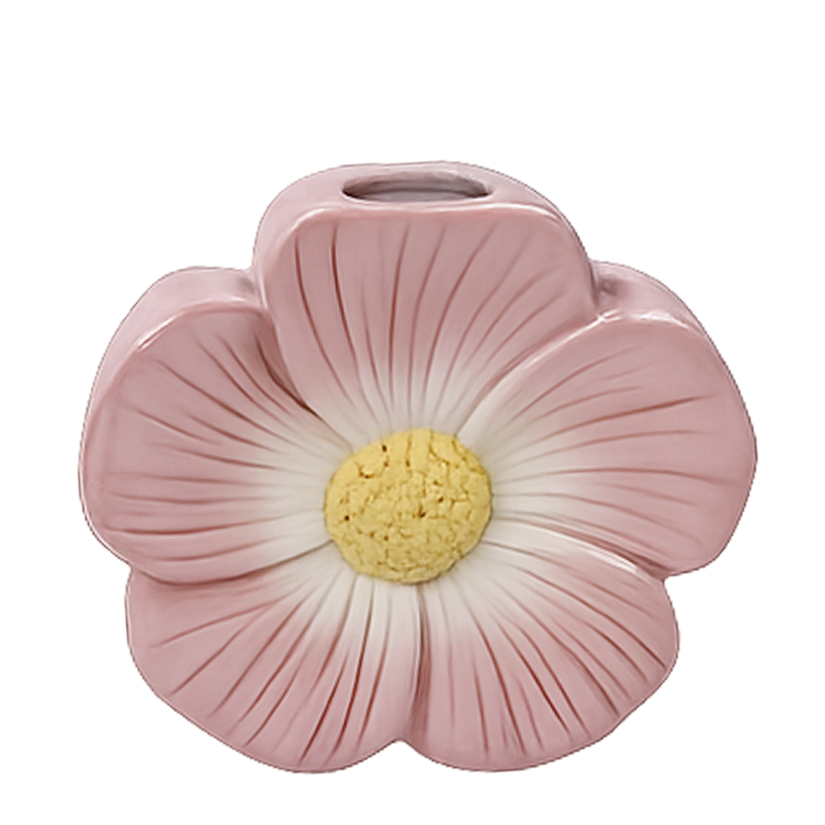 Deko Vase Blüte rosa, Blumenvase aus Keramik, 14cm