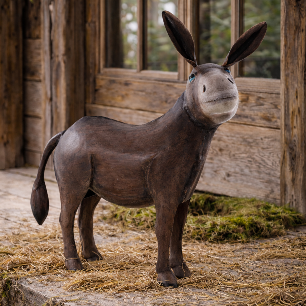 Deko Esel, Metallesel, brauner Esel aus Metall, 55cm