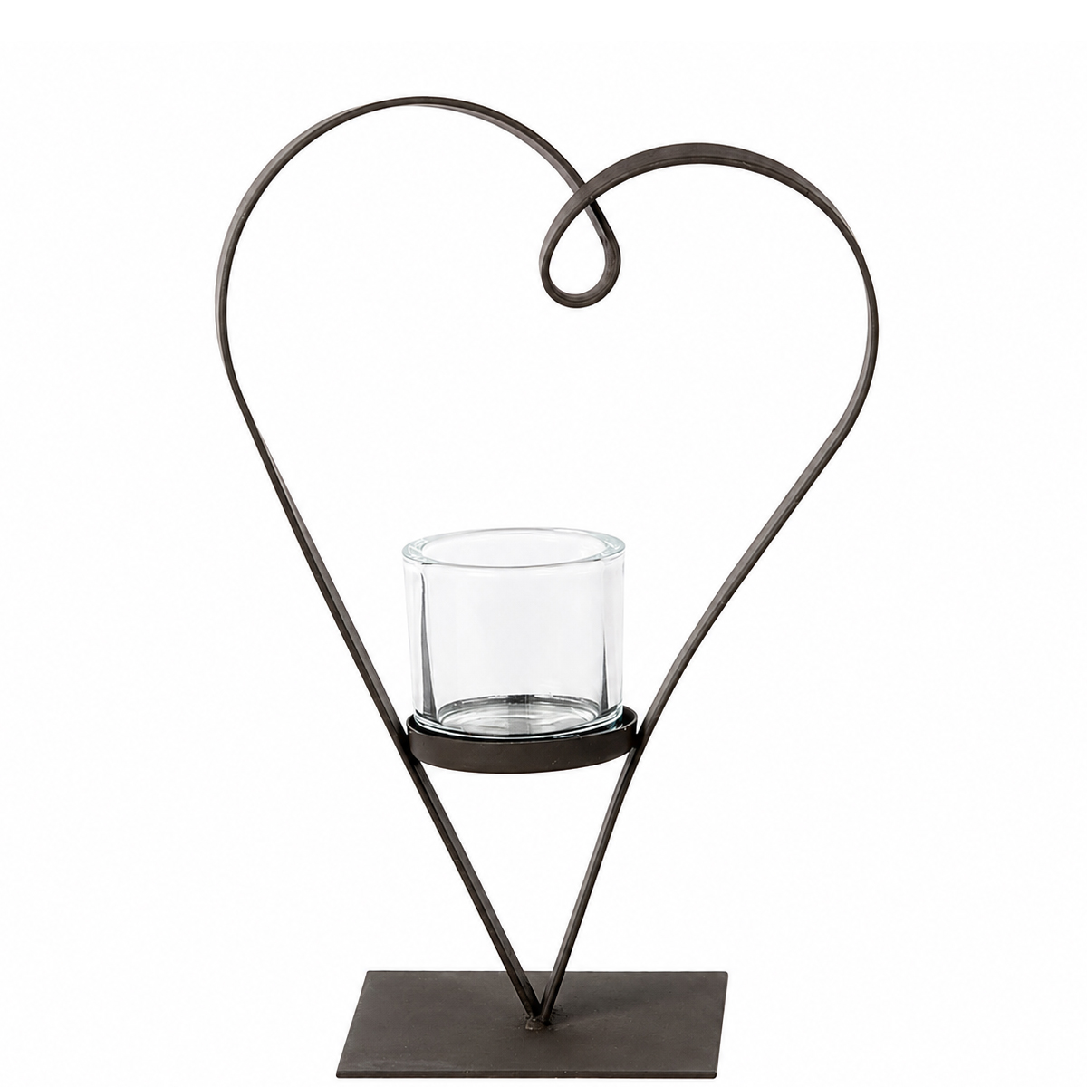 Deko Windlicht Herz Diana, geschwungenes Metallherz auf Fuß, 25cm, WMG Grünberger