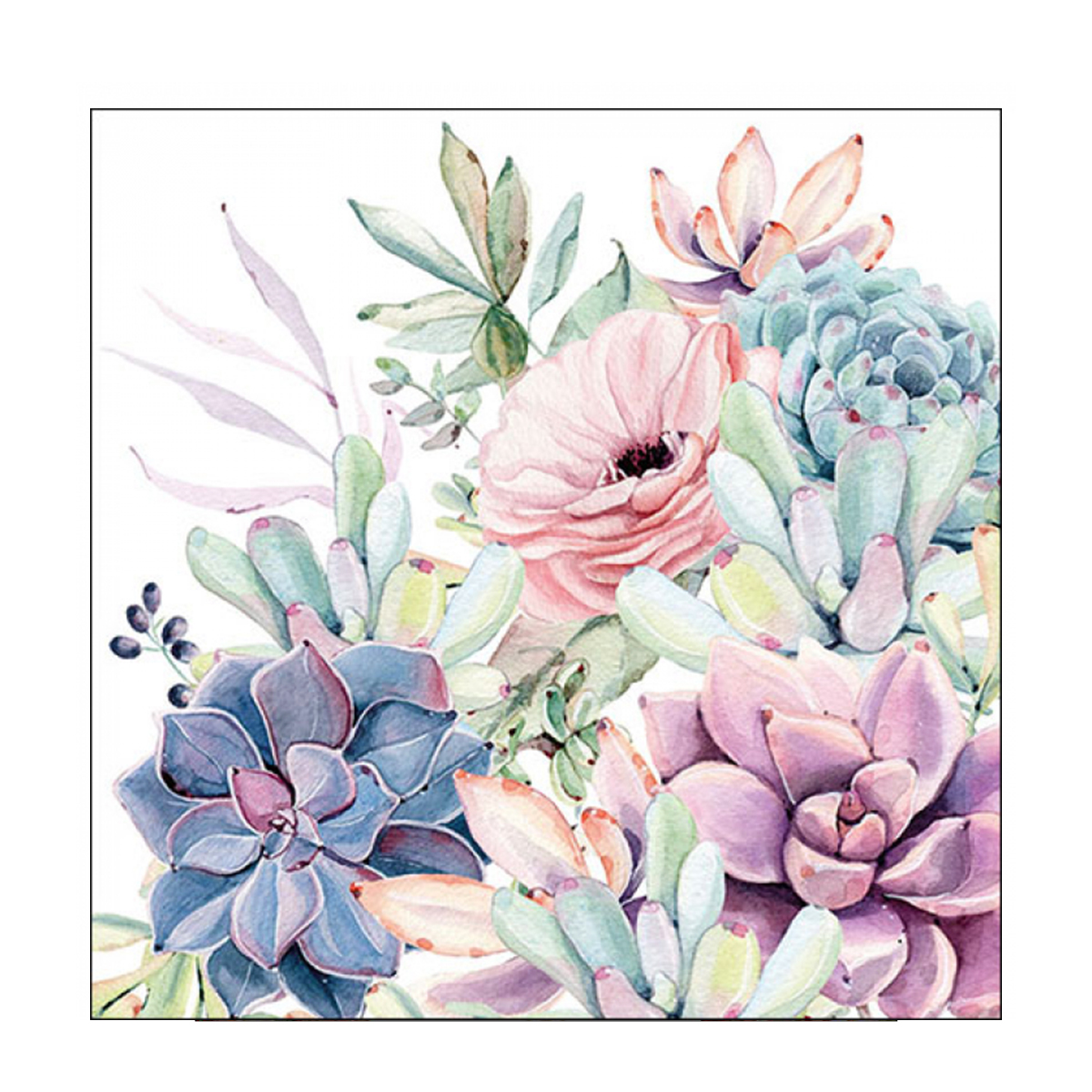 Ambiente Papierservietten Succulenten rose, Succulent love, 33x33cm