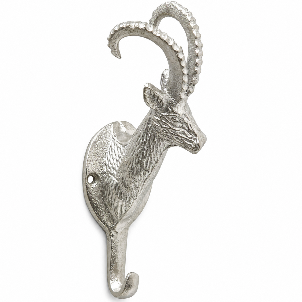 Garderobenhaken Steinbock Ali, Steinbockkopf silber, Boltze Home Collections