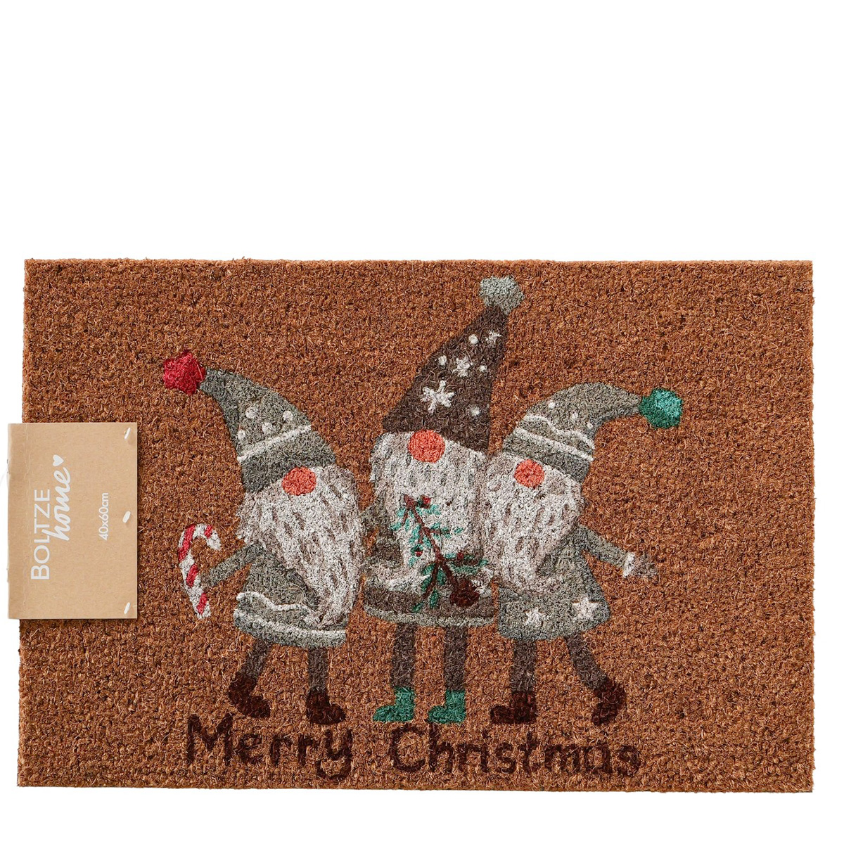 Kokos Fussmatte Wichtel Willi, Matte Merry Christmas, 60cm, Boltze Home Collections