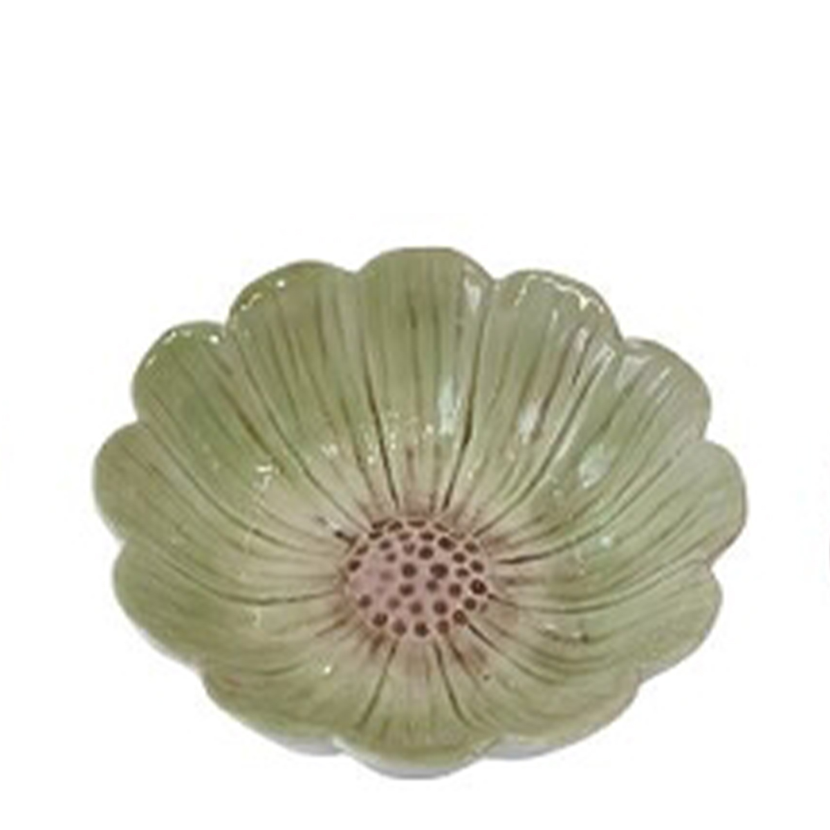 Deko Schüssel Blüte grün, Blumenschüssel aus Keramik, Ø15cm