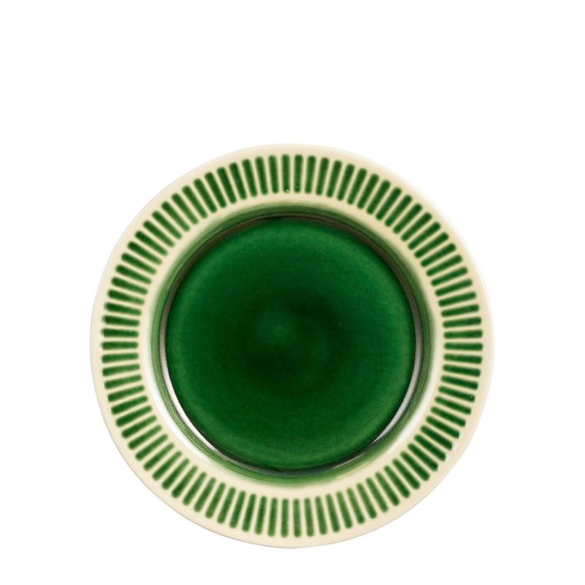 Keramik Teller Elice, Frühstücksteller mit Relief, grün-beige, Ø21,5cm, Mica Decorations