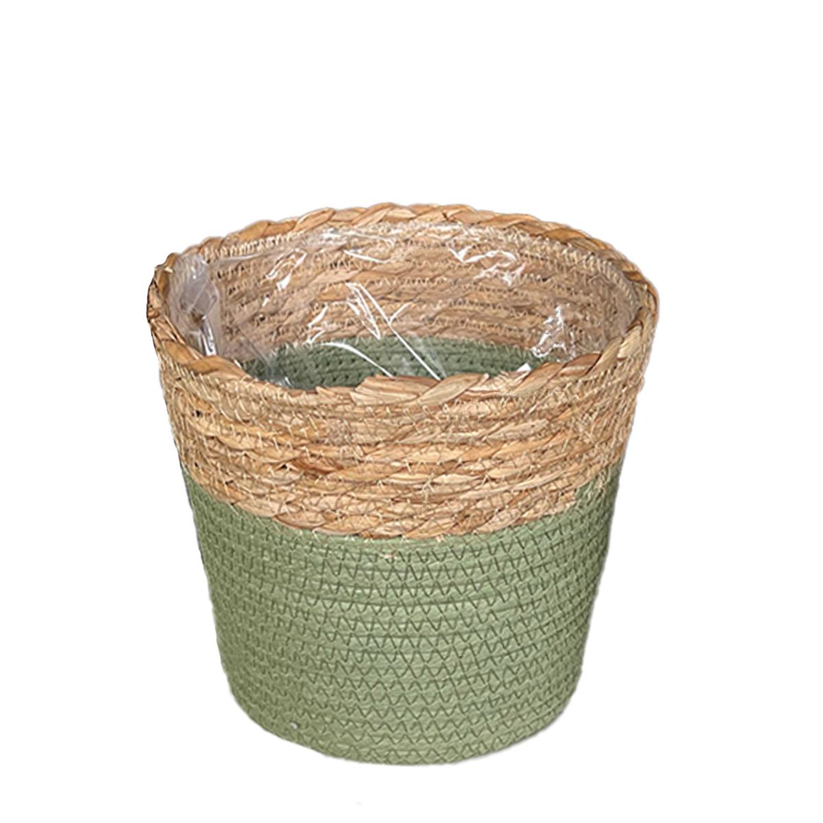 01122_01JSKV2RW4M83Z9VN0JNZ0RKGB Pflanzkorb Seegras Natur, Übertopf gekordelt grün-natur, 18cm, Naturkorb