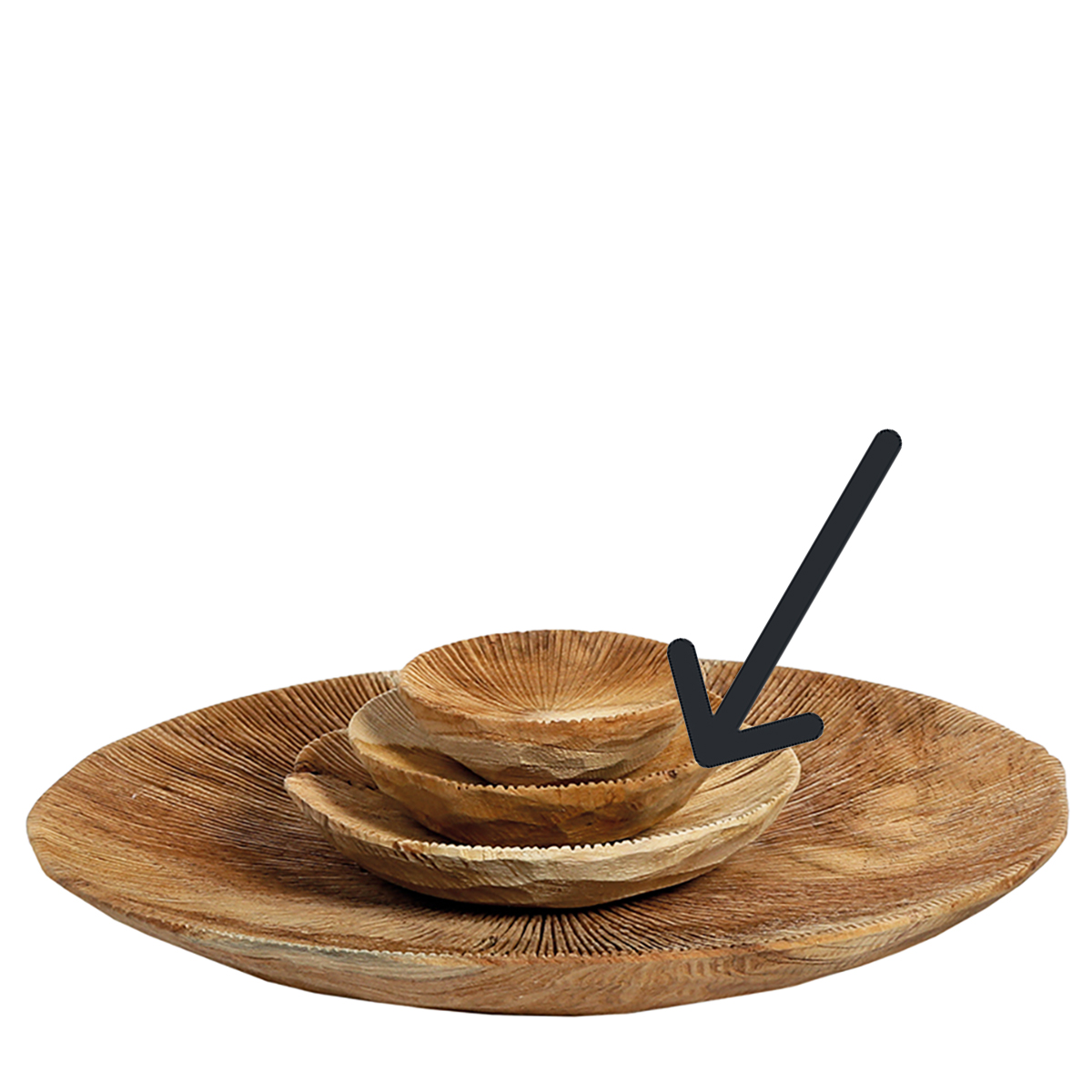 Holzschale Benoa Teak unfinish, rustikale Naturholzschale mit Maßerung, Ø15cm, WMG Grünberger