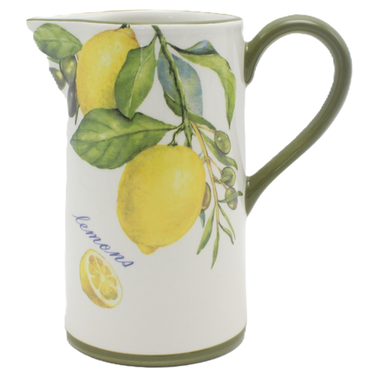 Keramikkrug mit Zitronenmotiv, Krug mit Henkel, 18cm