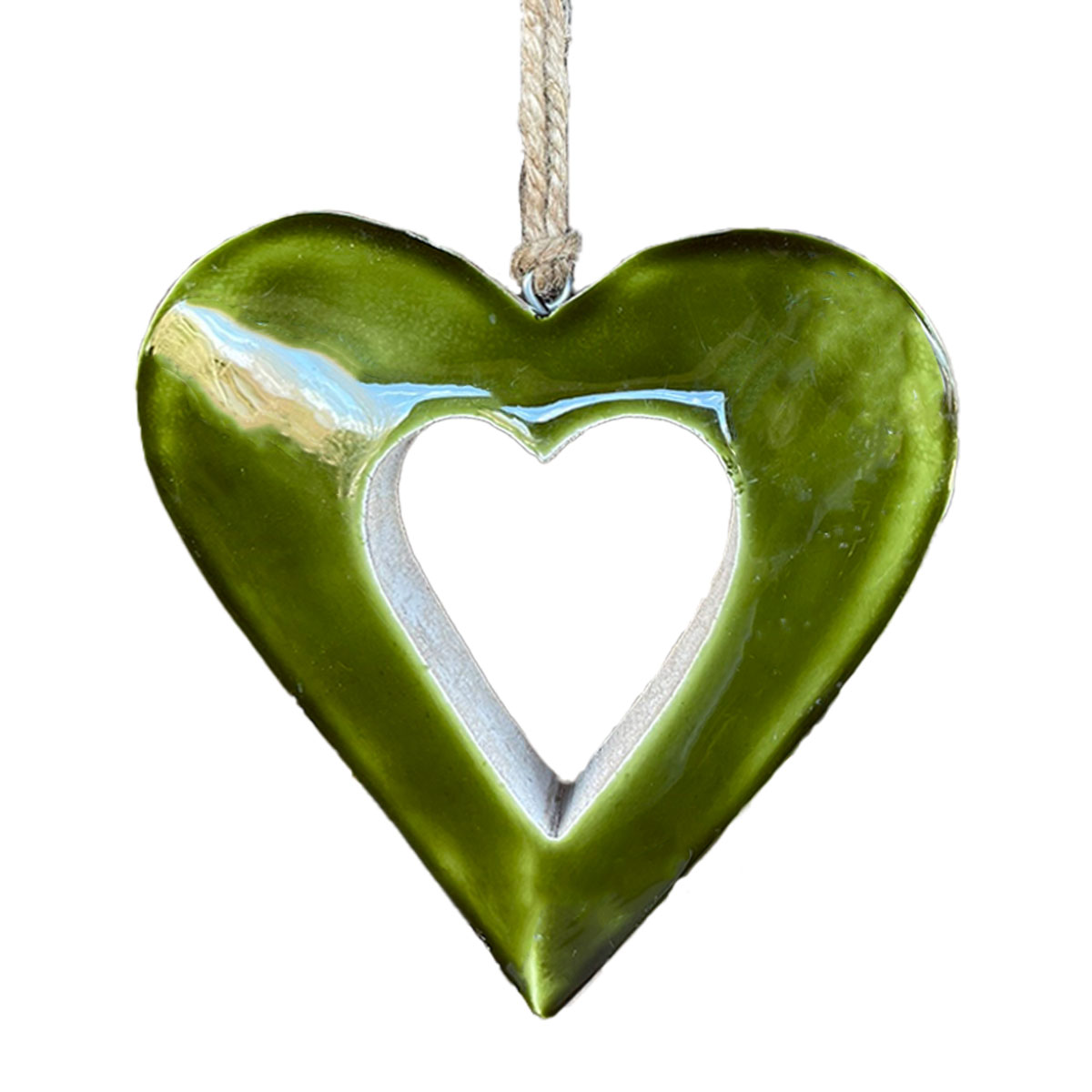 Deko Herz grün, Holzherz mit Lacküberzug grün glänzend,13x14cm, Hänger