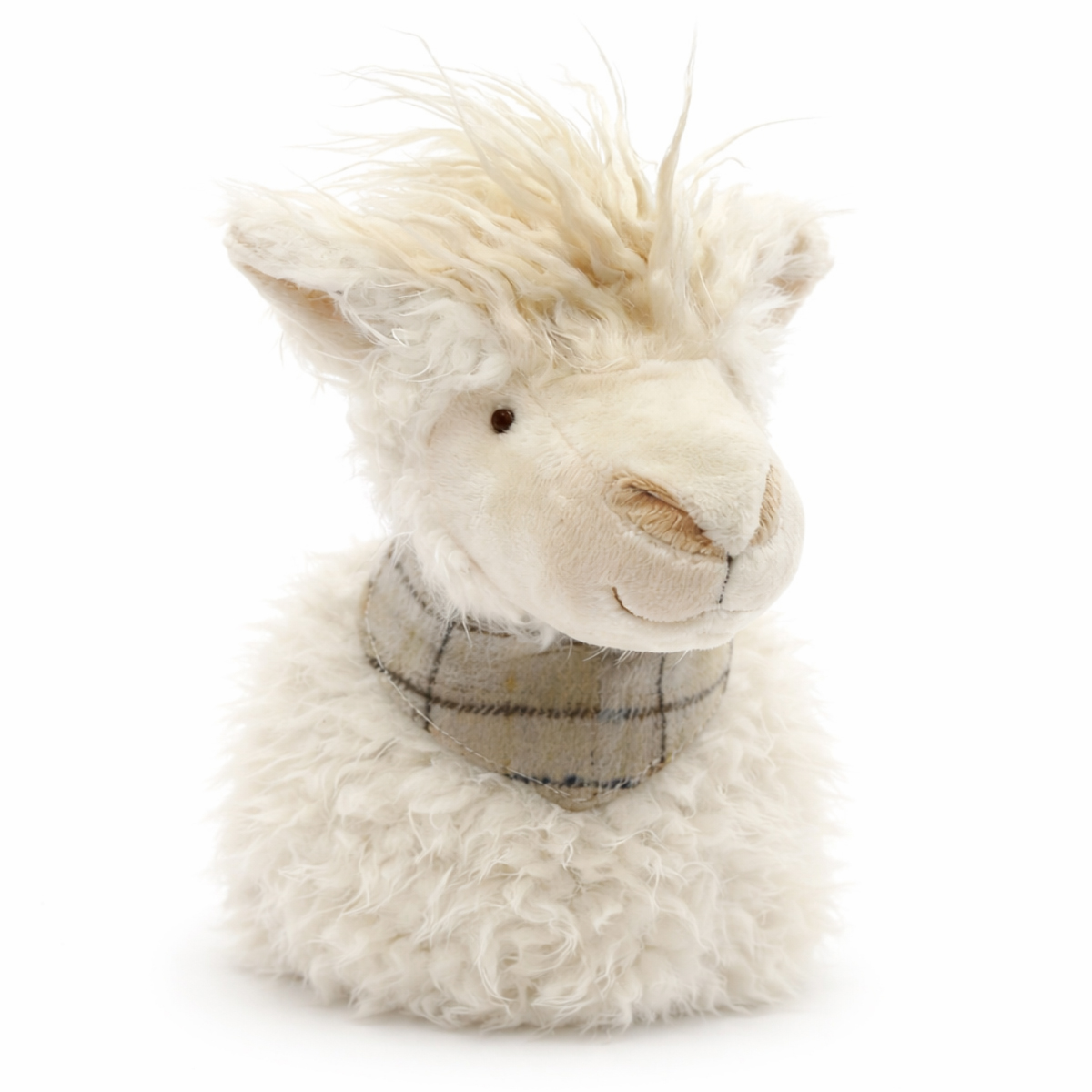 Deko Plüschtier Alpaka cremeweiß, wuscheliger Wandhalter Kopf, 33cm, Mars & More