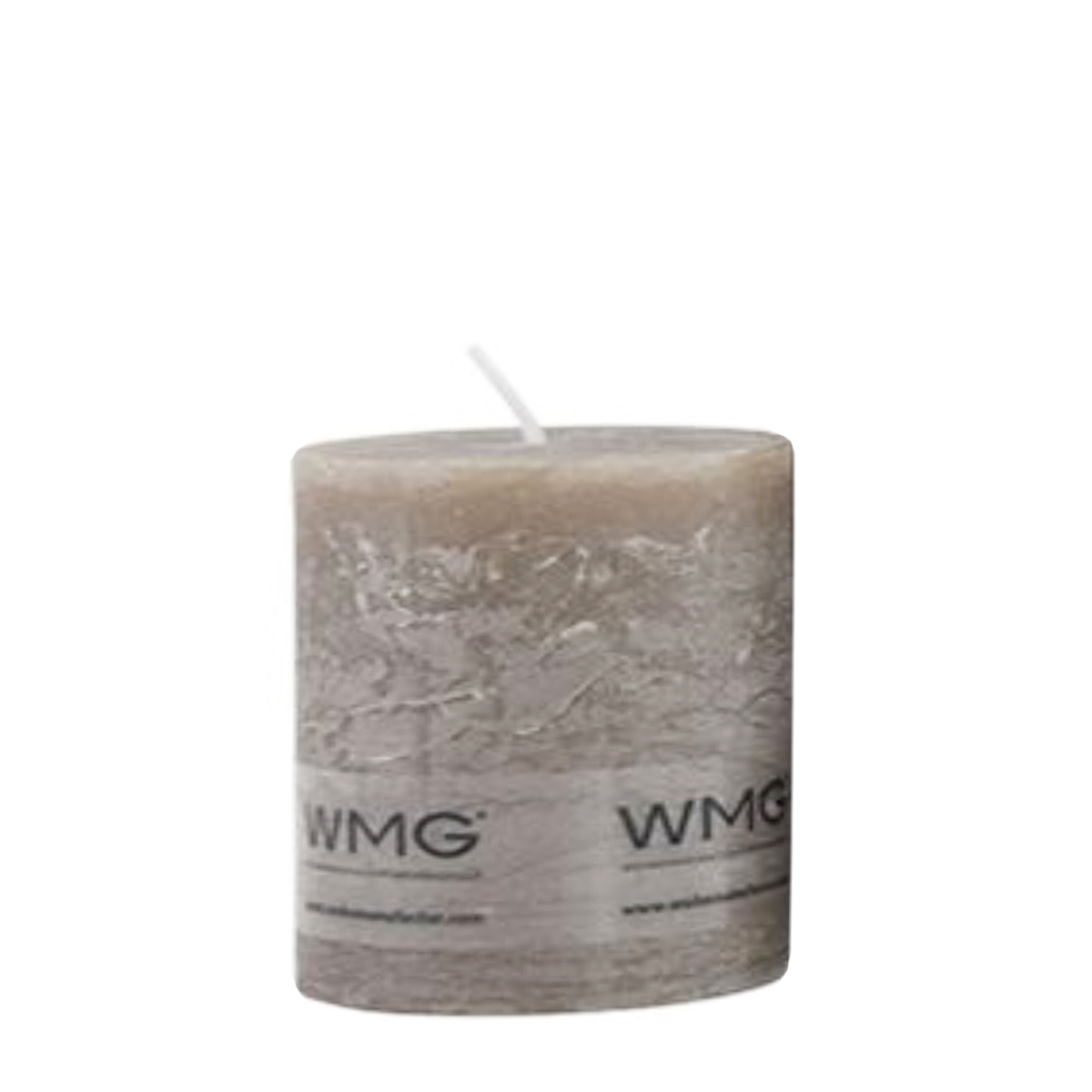 Stumpenkerze Rustic grau, Wachskerze, 60x60mm, WMG Grünberger