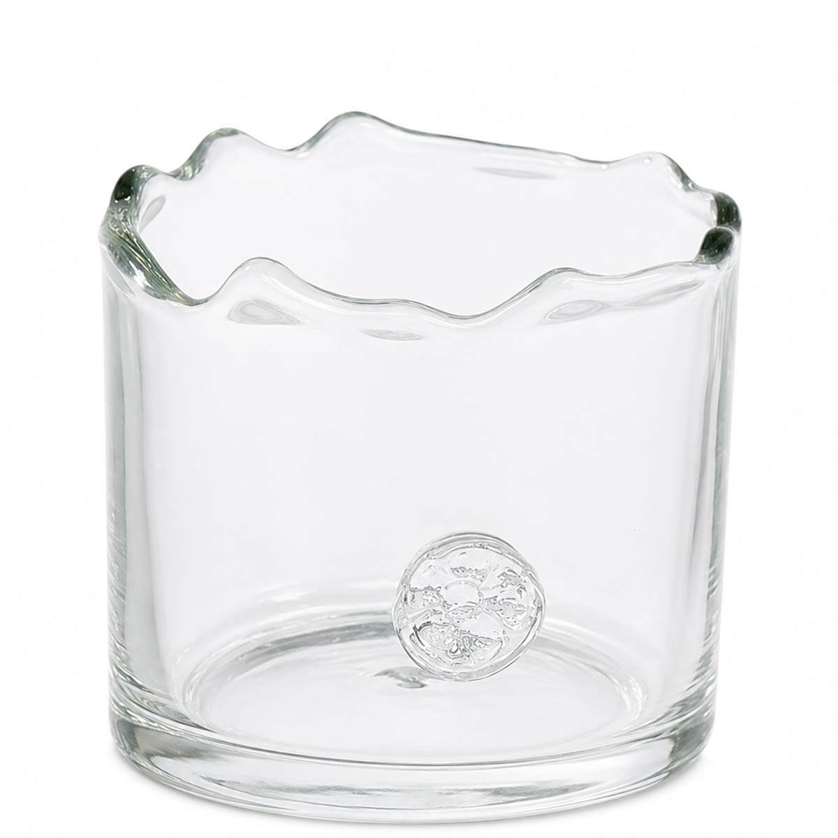 Windlicht Glas Organic mit unregelmäßigem Rand und Button, 8cm, WMG Grünberger