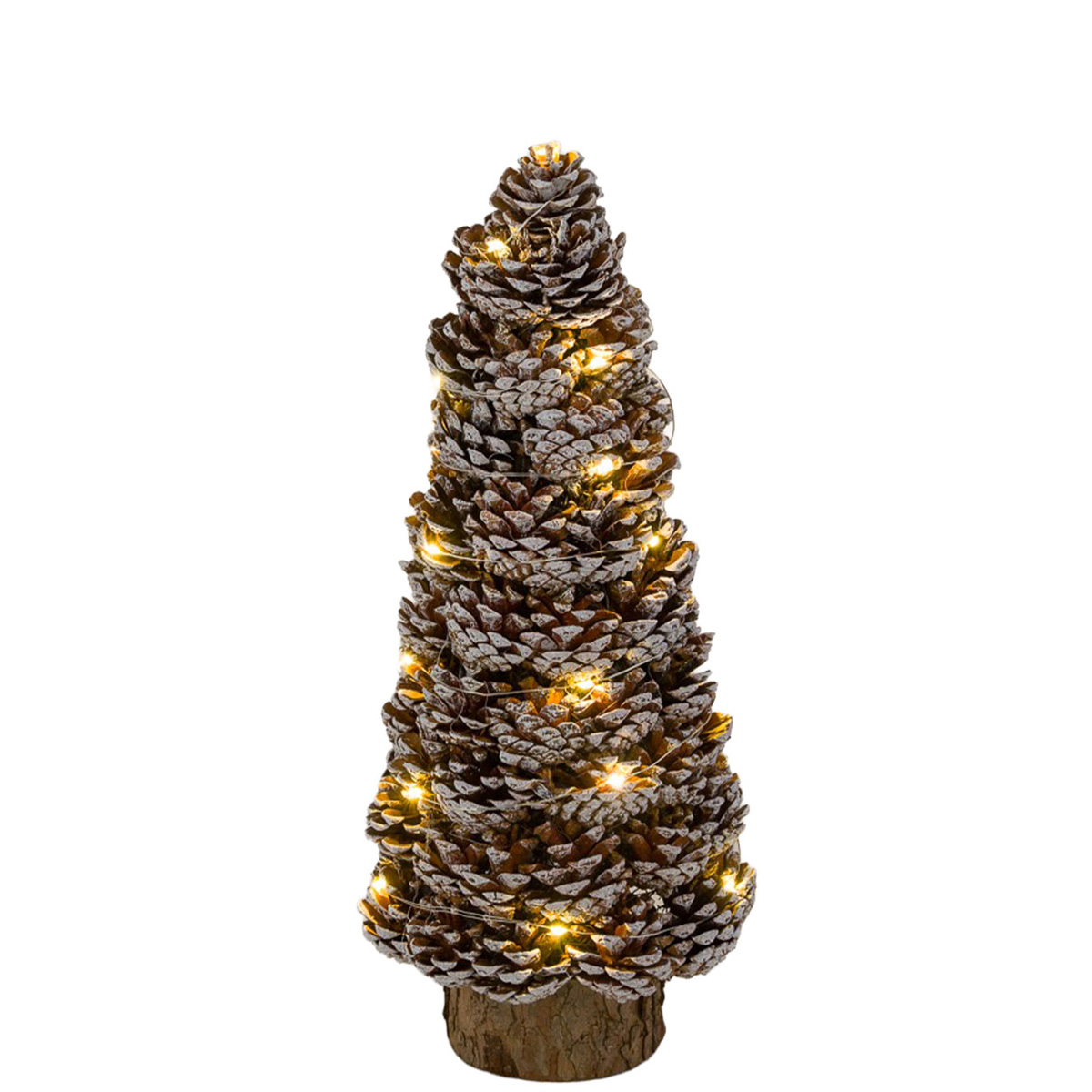 LED Naturbaum mit Zapfen, großer beschneiter Baum aus Zapfen, 40cm