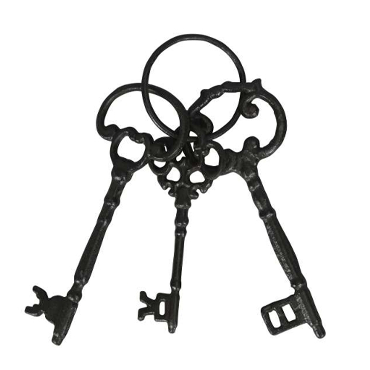 Deko Schlüsselbund Eisen, 3 Schlüssel aus Eisen am Ring, 22cm