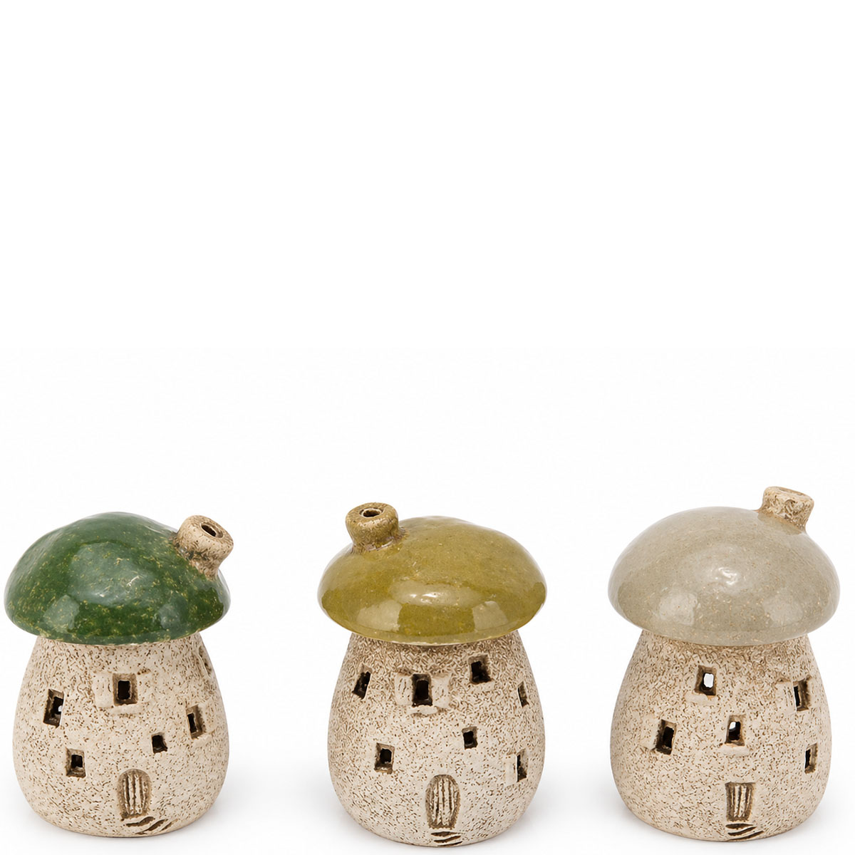 Deko Pilz-Häuschen, kleines putziges Keramikhäuschen in Pilzform, 9cm