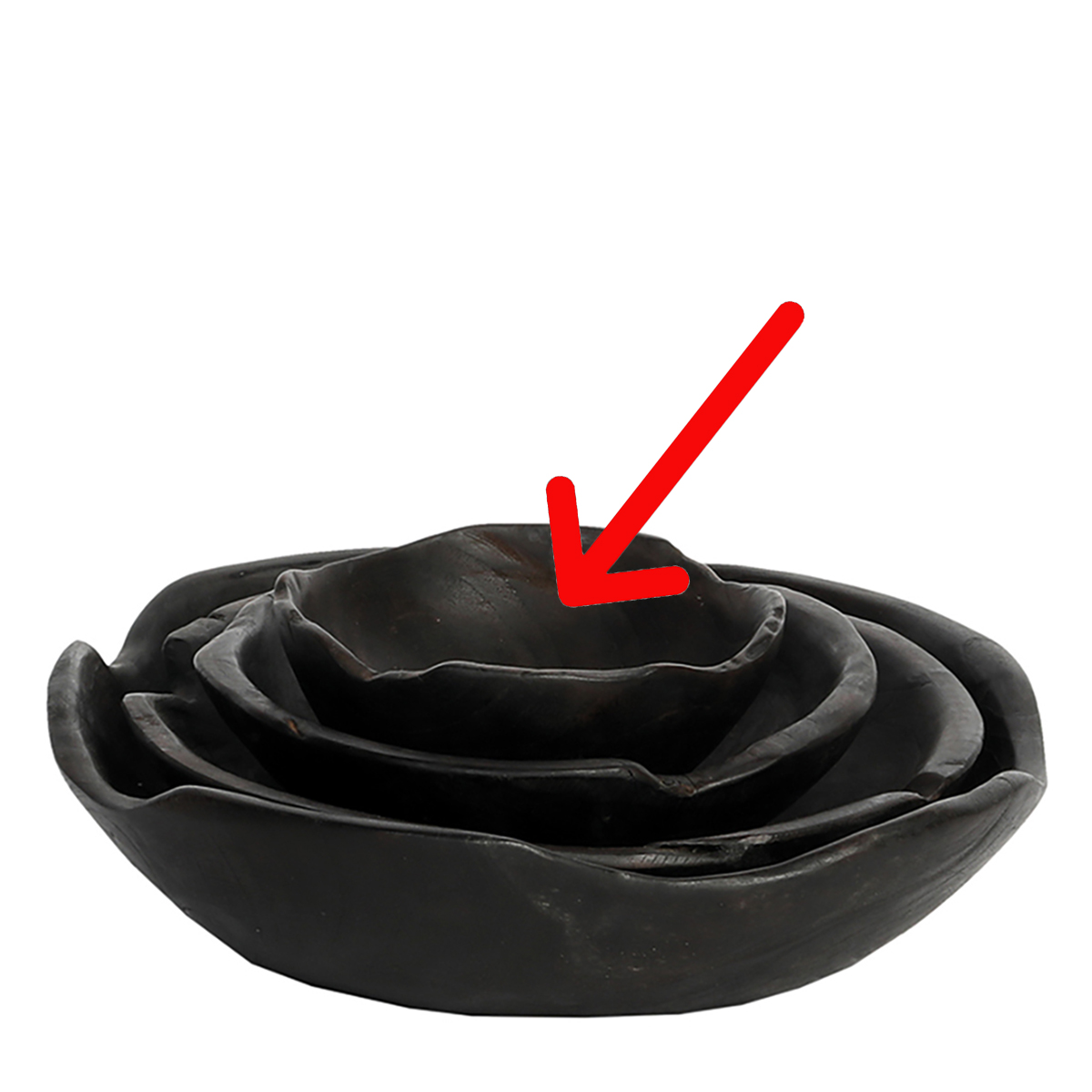 Holzschale Teak Organic black, rustikale schwarze Naturholzschale, Ø15cm, WMG Grünberger