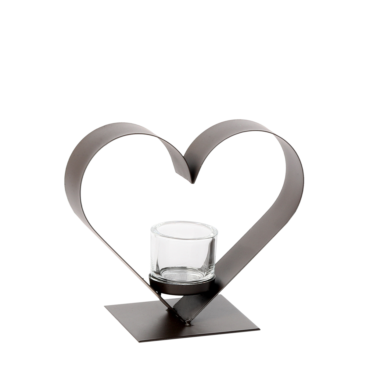 Deko Windlicht Herz Anna, breites Metallherz auf Metallständer, 20cm, WMG Grünberger