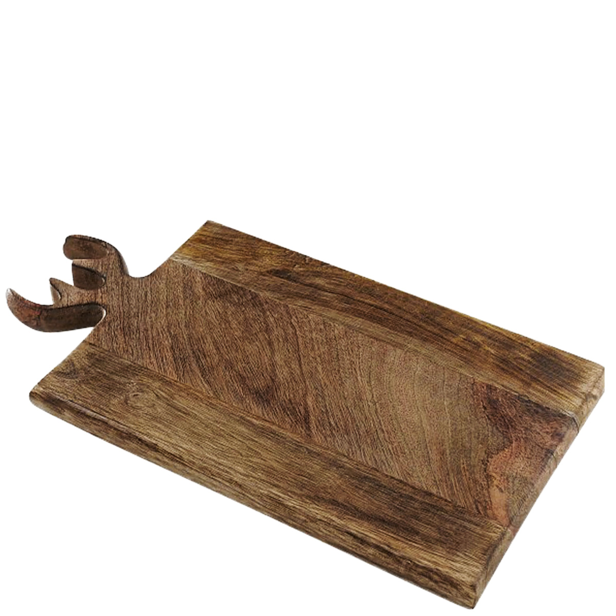 Holzbrett Hirsch Vaasa, Holz Schneidebrett mit Geweih, 22x40cm, Mangoholz, Boltze Home Collections